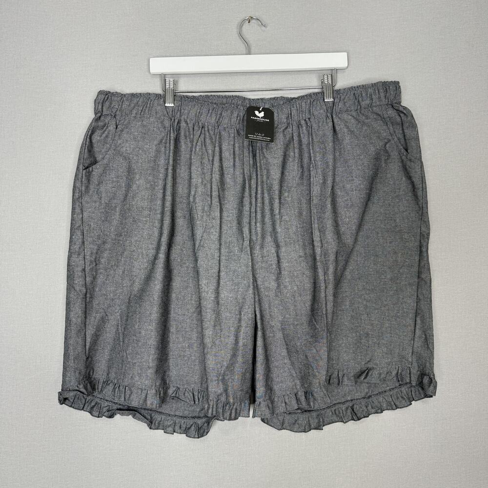 Farmhouse Frocks Shorts Womens 3XL Gray Ruffle Hem Cottage Prairie Lagenlook